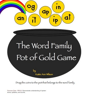 Preview of The Word Family Pot of Gold Game