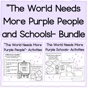 Preview of The World Needs More Purple People & Schools!- Read Aloud Book Activities Bundle