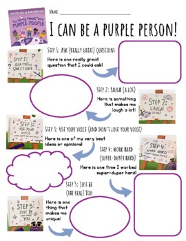 Preview of The World Needs More Purple People- Worksheet (I Can be a Purple Person!)