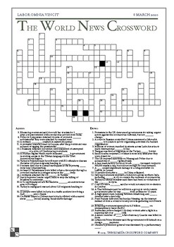 The World News Crossword - March 8, 2020 by Komiza Crosswords | TpT