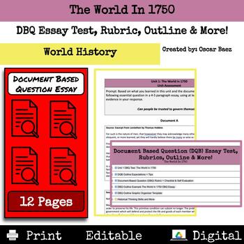 Preview of The World in 1750: (DBQ) Essay Test, Rubric, Outline & More!
