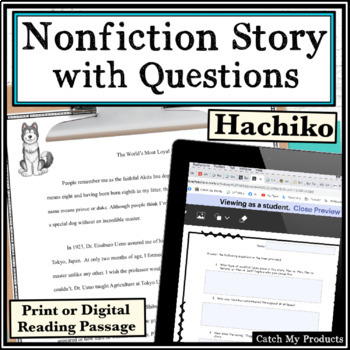 Preview of Nonfiction Reading Passage Hachiko With Questions