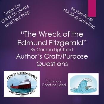 Preview of The Wreck of the Edmund Fitzgerald Author's Craft/Purpose Questions