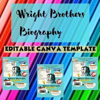 Preview of The Wright Brothers Biography Project | Canva Template | Editable Template
