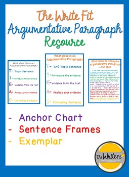 Preview of The Write Fit Argumentative Paragraph Resource