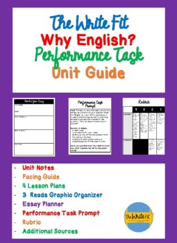 Preview of The Write Fit Why English? Performance Task Unit Plan