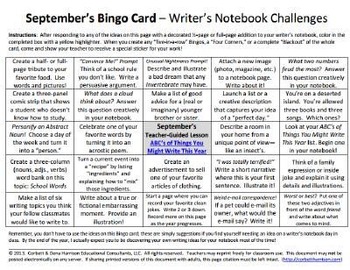 Preview of The BEST Writer's Notebook Resource File: Bingo Cards, SWT Slides, and Menus
