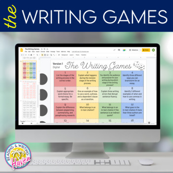 Preview of The Writing Games! Dice Review Game for Research & Writing Skills