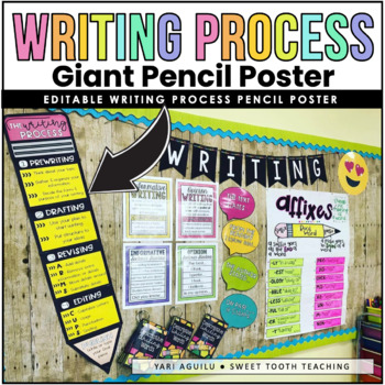 Preview of The Writing Process Giant Pencil Poster-Bulletin Board Decor EDITABLE