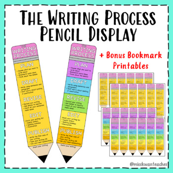 Preview of The Writing Process Pencil Display + Bonus Bookmarks