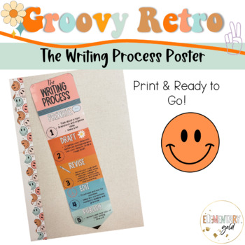 Preview of The Writing Process Posters / Groovy Retro Classroom Decor