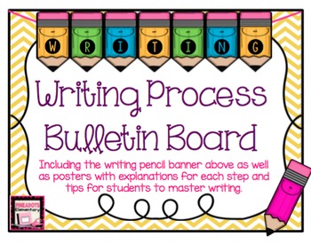 Preview of The Writing Process Posters w/ Tips! Plus a pencil bulletin board banner!