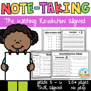 Preview of The Writing Revolution® Note-Taking - Worksheets/Workbook | grades 3-6