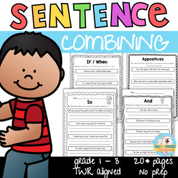 Preview of The Writing Revolution® Sentence Combining - Worksheets/Workbook | Grades 1-3