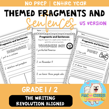 Preview of TWR® Themed Fragments & Sentences | Grade 1 & 2 | year long [US ver]