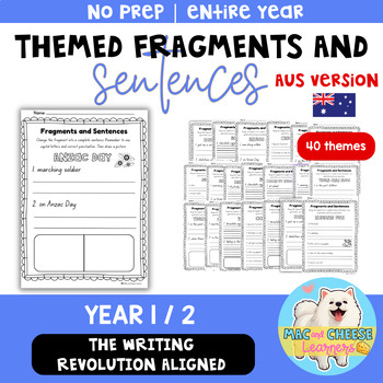 Preview of TWR® Themed Fragments & Sentences | Year 1 & 2 | year long [AUS ver]