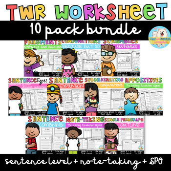 Preview of The Writing Revolution® Sentence Level + SPO Worksheets Bundle