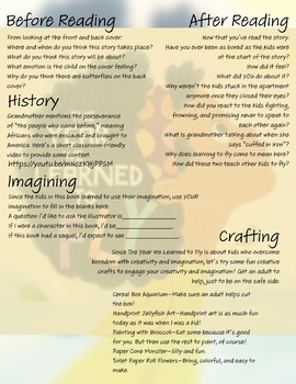 Preview of The Year We Learned to Fly by Jacqueline Woodson Activity Sheet