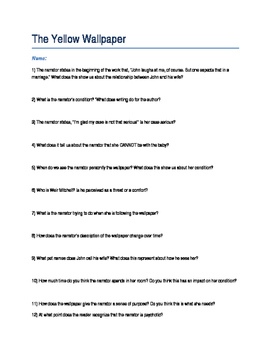 The Yellow Wallpaper Discussion Questions  Answers  Pg 2  Course Hero