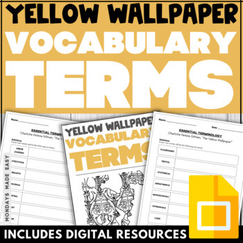 Preview of The Yellow Wallpaper by Charlotte Perkins Gilman - Free Vocabulary Worksheets