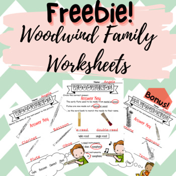 Preview of FREE Woodwind Family Worksheets (Orchestra Unit Lesson)