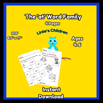 Preview of The "at" Word Family, "at" Family Worksheets, The "at" Family