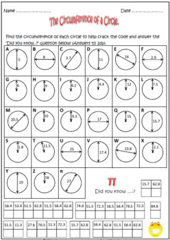 Pi day activity worksheet - The circumference of a circle. by 123 Math