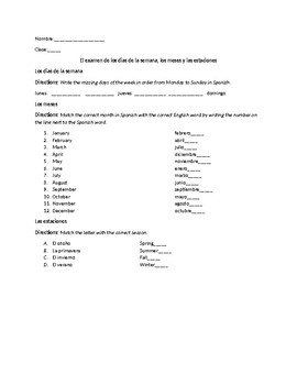 Days and Months in Spanish - PDF Worksheet - Spanish Learning Lab