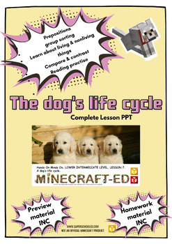 Preview of The dog's life cycle bundle PPT lesson 7-9 years with Homework & Preview