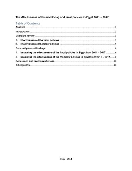 Preview of The effectiveness of the monitoring and fiscal policies in Egypt 2011 – 2017