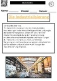 The effects of industrialization - 5 fact sheets + picture