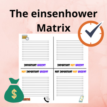 Preview of The einsenhower Matrix important urgent for priorities management