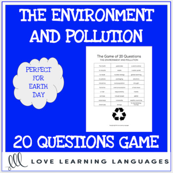 Preview of The environment - 20 questions game -  Earth Day - No prep speaking activity