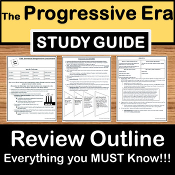 Preview of Progressive Era Study Guide - US History Review - STAAR Test Prep EOC