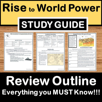 Preview of World War I / Spanish American War Study Guide-US History- STAAR Test Prep EOC