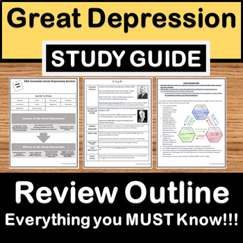 Preview of Great Depression Review- US History Study Guide - STAAR Test Prep EOC