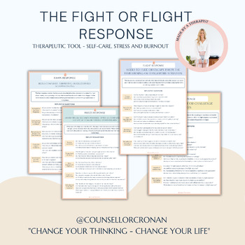 Preview of The fight flight freeze or fawn response, emotional regulation, trauma therapy