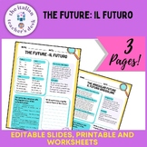 The future: il futuro. Worksheets, editable slides, printa