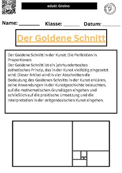 Preview of The golden ratio - Art 5 fact sheets + pictures in German