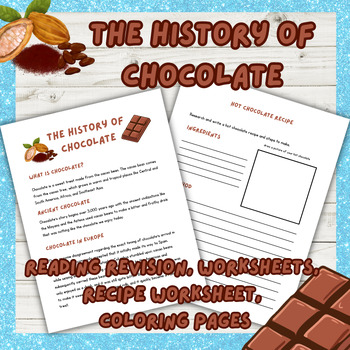 Preview of The history of Chocolate, Reading comprehension, revision questions & worksheets