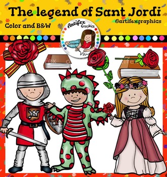 Preview of The legend of Sant Jordi clip art- Color and B&W