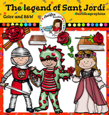 The legend of Sant Jordi clip art- Color and B&W
