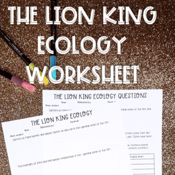 Preview of The lion king ecology activity for food webs and food chains