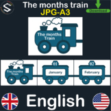 FREE English Months Train, School Easy Calendar A3 Posters