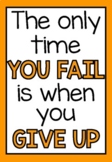 The Only Time You Fail Is When You Give Up - Growth Mindse