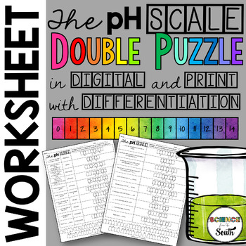 The pH Scale Double Puzzle Worksheet in Digital and Print with