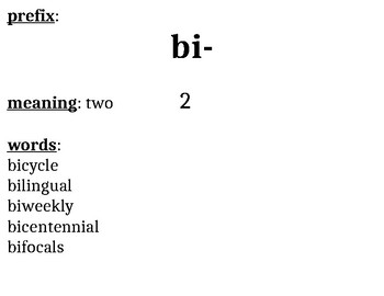 Preview of The prefix bi-