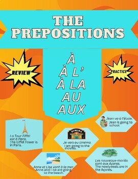 Preview of The prepositions à, au, à la, à l', aux  Review exercises practice worksheet