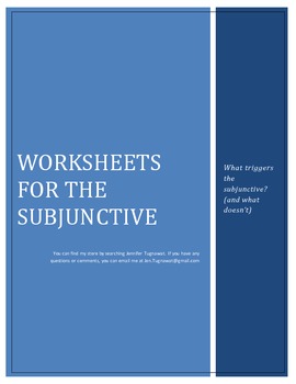 Preview of The present of Subjunctive worksheets - Practicing when to use el subjuntivo