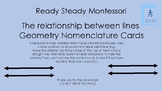 The relationship between lines Geometry Nomenclature Cards